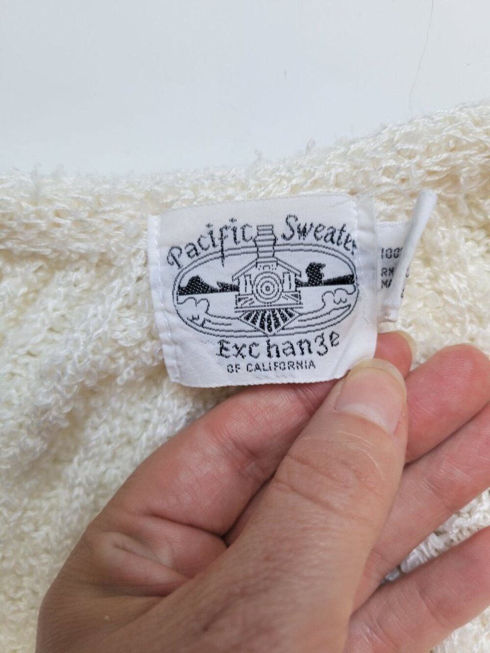 Pacific Sweater Exchange vintage 1980s or 1990s cream boucle knit open cardigan - Picture 6 of 10